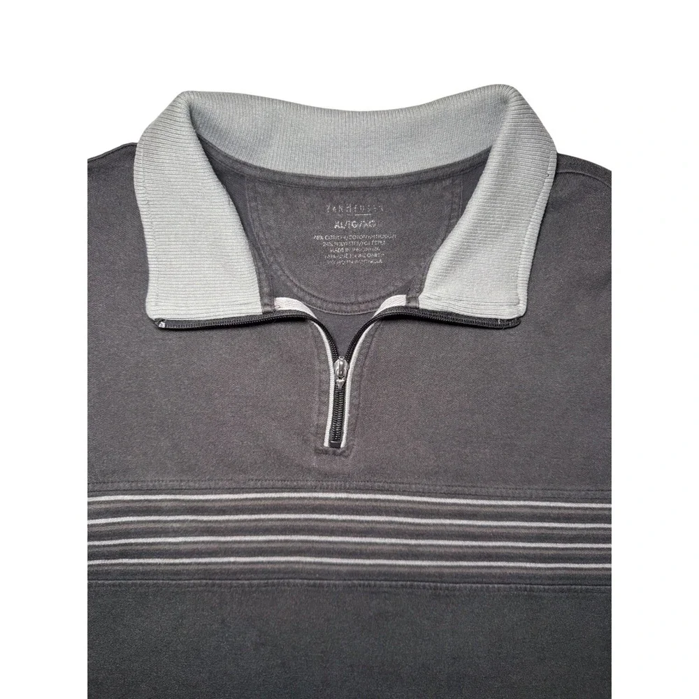 Vintage Y2K Men's XL Quarter Zip Pullover Grunge Skate Horizontal Minimal Stripe